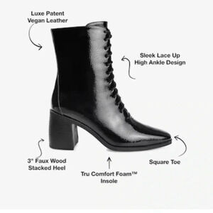 Journee Collection vegan patent leather lace up boots